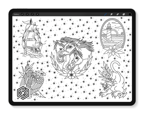 Flash Stamps - Stars & Dots: Traditional Vol. 1 - Tattoo Smart