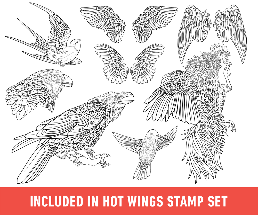 Flash Stamps - Hot Wings - Tattoo Smart