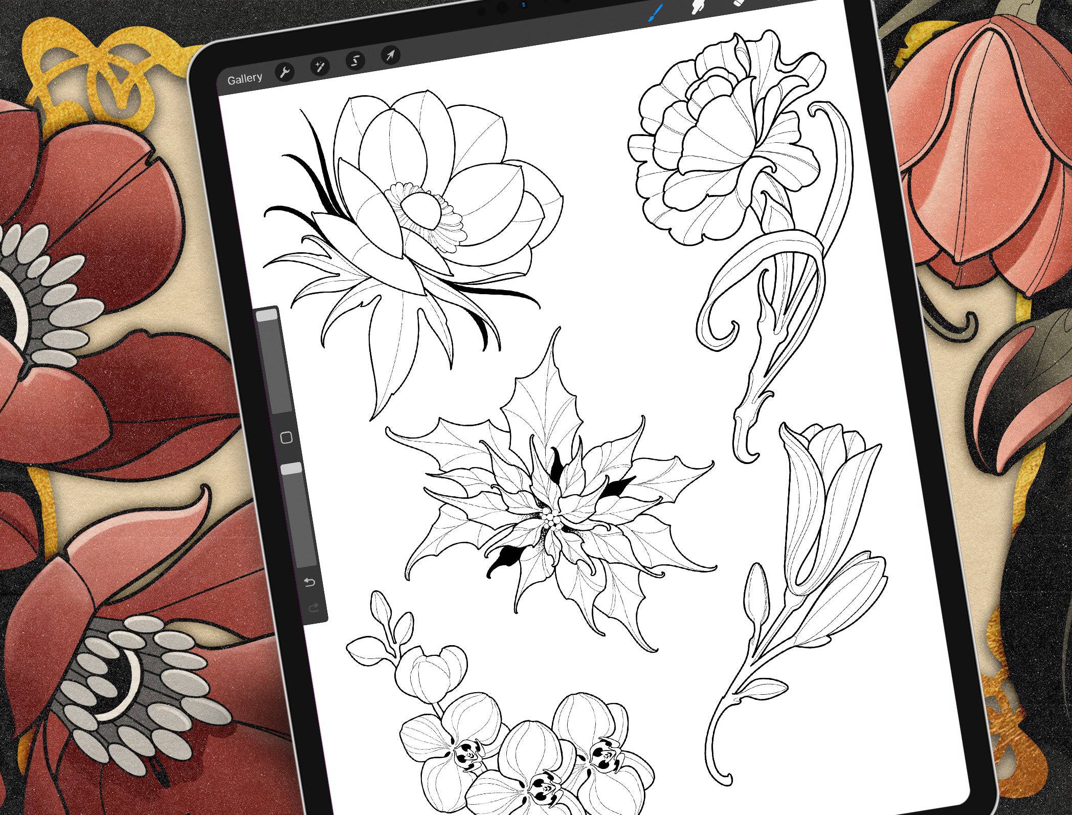 Flash Stamps - Neo-Trad Florals - Tattoo Smart