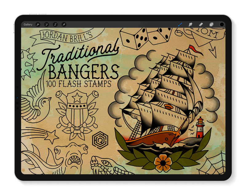 Flash Stamps - Traditional Bangers - Tattoo Smart