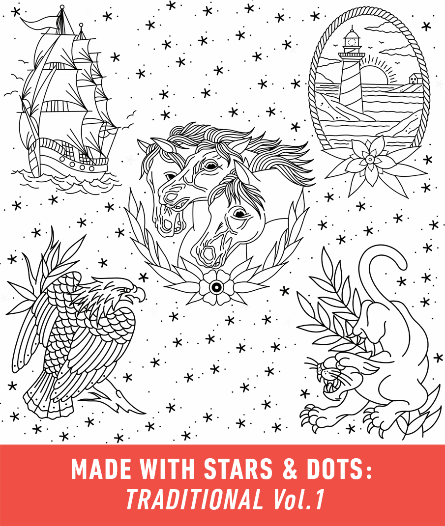 Flash Stamps - Stars & Dots: Traditional Vol. 1 - Tattoo Smart