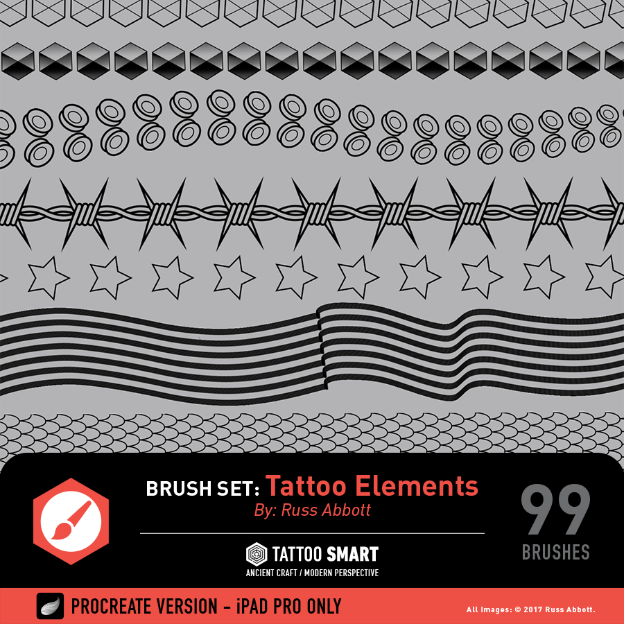 Brush Set - Tattoo Elements by Russ Abbott - Tattoo Smart