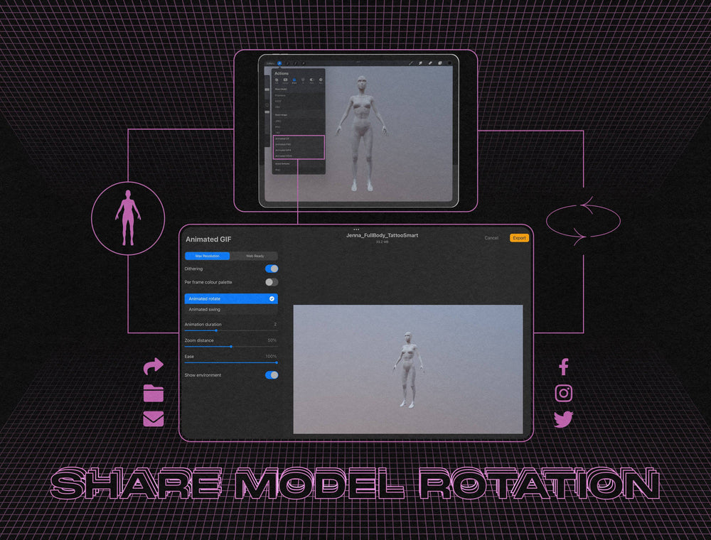 Procreate 3D Models for Tattoos | Jenna | Tattoo Smart