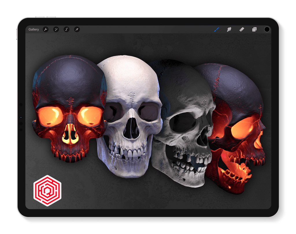 Brush Set + Asset Library: Pile of Skulls by Javi Antunez| Pile of Skulls |  Tattoo Smart