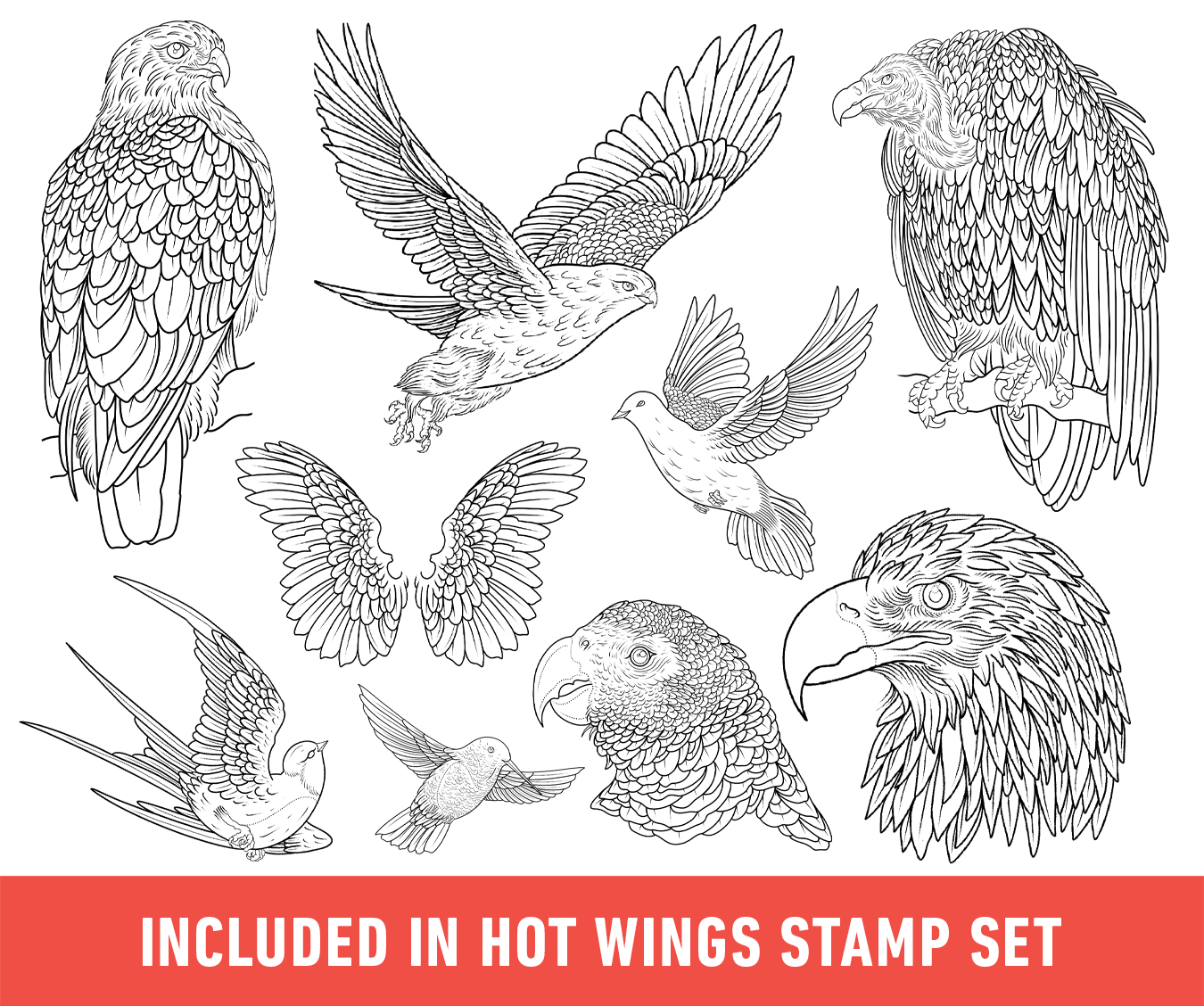 Flash Stamps - Hot Wings - Tattoo Smart