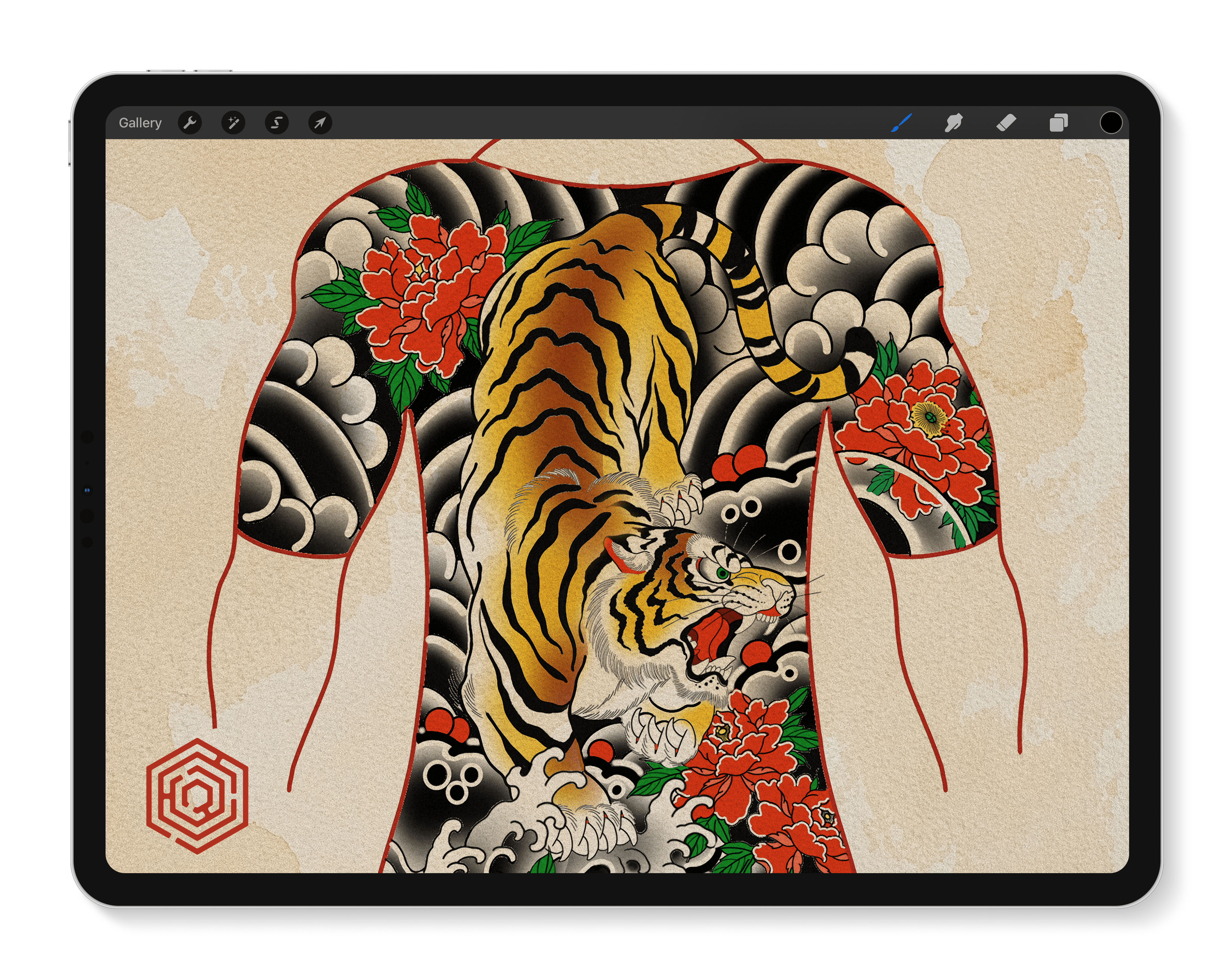Tiger Climbing on hill and cloud design with Chinese or Japanese tattoo  illustration ink doodle drawing oriental for coloring vector with white  background Stock Vector | Adobe Stock