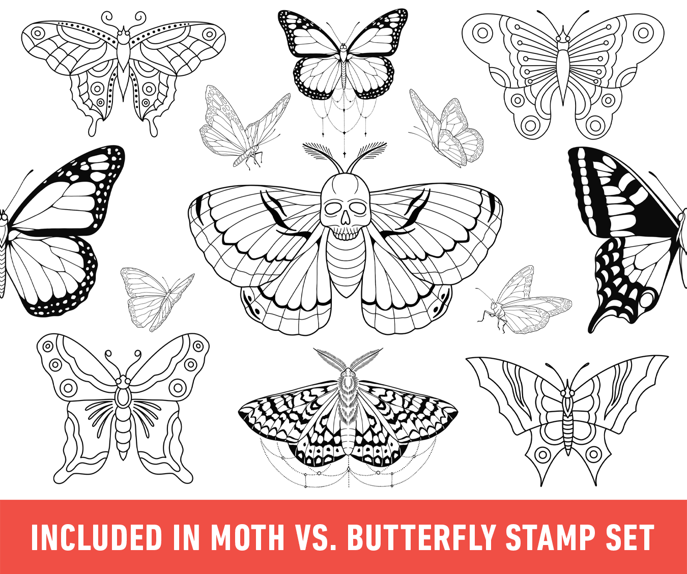 Flash Stamps - Moth vs. Butterfly - Tattoo Smart