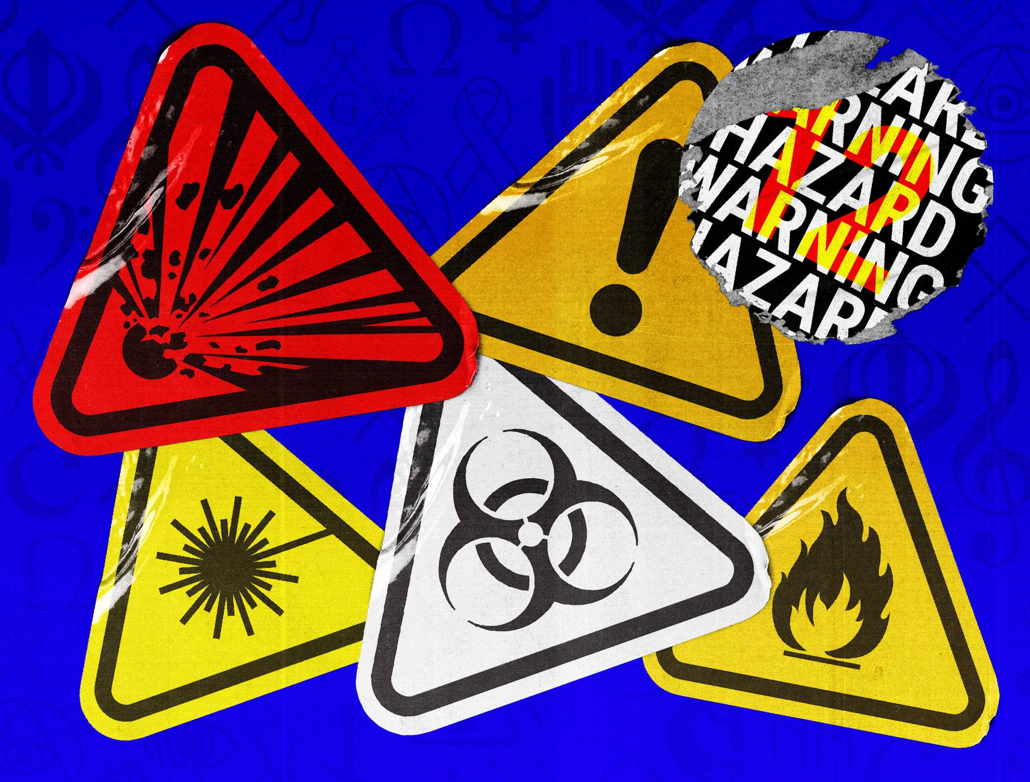 Premium Vector | Biological hazard sign black danger icon on yellow round  symbol vector illustration of biohazard hazard symbol